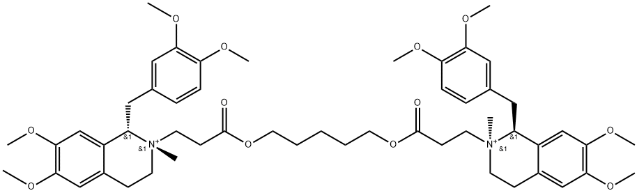 (1S,1'S,2S,2'S)-2,2'-((pentane-1,5-diylbis(oxy))bis(3-oxopropane-3,1-diyl))bis(1-(3,4-dimethoxybenzyl)-6,7-dimethoxy-2-methyl-1,2,3,4-tetrahydroisoquinolin-2-ium) 구조식 이미지