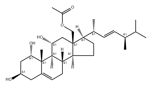 (22E)-Ergosta-5,22-diene-1α,3β,11α,18-tetrol 18-acetate Structure