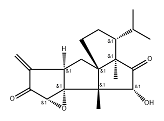 3H,5H-Pentaleno[6'a,1':5,6]pentaleno[1,6a-b]oxirene-2,8(1aH,6H)-dione, hexahydro-9-hydroxy-7a,9a-dimethyl-3-methylene-7-(1-methylethyl)-, (1aS,3aR,4aS,7R,7aR,9R,9aR,9bR)- 구조식 이미지