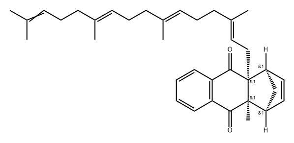 1,4-Methanoanthracene-9,10-dione, 1,4,4a,9a-tetrahydro-4a-methyl-9a-(3,7,11,15-tetramethyl-2,6,10,14-hexadecatetraenyl)-, [1α,4α,4aα,9aα(2E,6E,10E)]- Structure