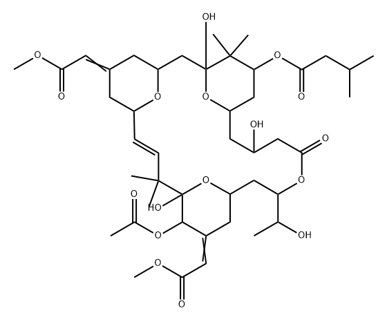 Butanoic acid, 3-methyl-, (1S,3S,5Z,7R,8E,11S,12S,13E,15S,17R,21R,23R,25S)-12-(acetyloxy)-1,11,21-trihydroxy-17-(1R)-1-hydroxyethyl-5,13-bis(2-methoxy-2-oxoethylidene)-10,10,26,26-tetramethyl-19-oxo-18,27,28,29-tetraoxatetracyclo21.3.1.13,7.111,15nonacos- Structure