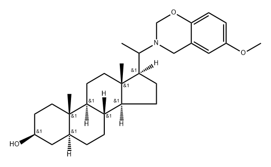 5α-Pregnan-3β-ol, 20-(6-methoxy-2H-1,3-benzoxazin-3(4H)-yl)- (7CI) 구조식 이미지