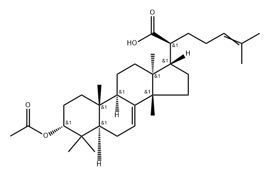 Lanosta-7,24-dien-21-oic acid, 3-(acetyloxy)-, (3α,13α,14β,17α,20S)- Structure