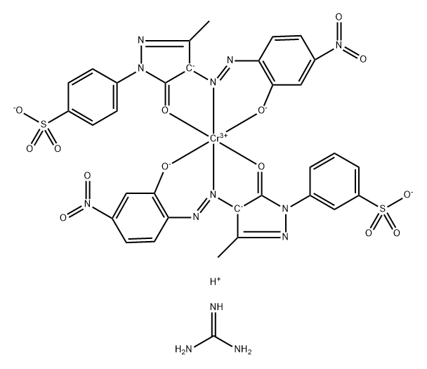 Chromate(3-), bis[4-[4,5-dihydro-4-[(2-hydroxy-4-nitrophenyl)azo]-3-methyl-5-oxo-1H-pyrazol-1-yl]benzenesulfonato(3-)]-, trihydrogen, compds. with N,N'-bis(Ph and tolyl and xylyl)guanidine Structure