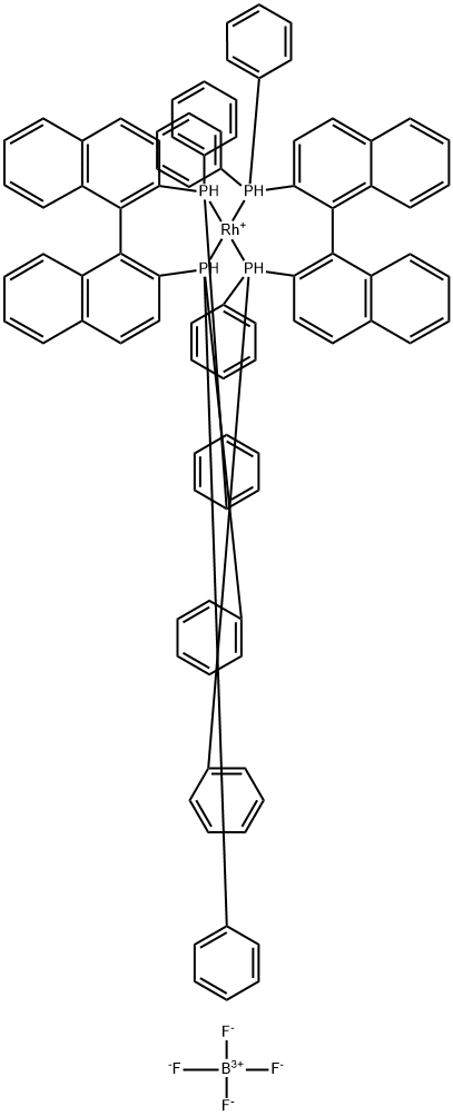 Rhodium(1+), bis[[1,1'-binaphthalene]-2,2'-diylbis[diphenylphosphine]-P,P']-, (SP-4-1)-, tetrafluoroborate(1-) (9CI) Structure