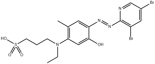 1-Propanesulfonic acid, 3-[[4-[2-(3,5-dibromo-2-pyridinyl)diazenyl]-5-hydroxy-2-methylphenyl]ethylamino]- Structure