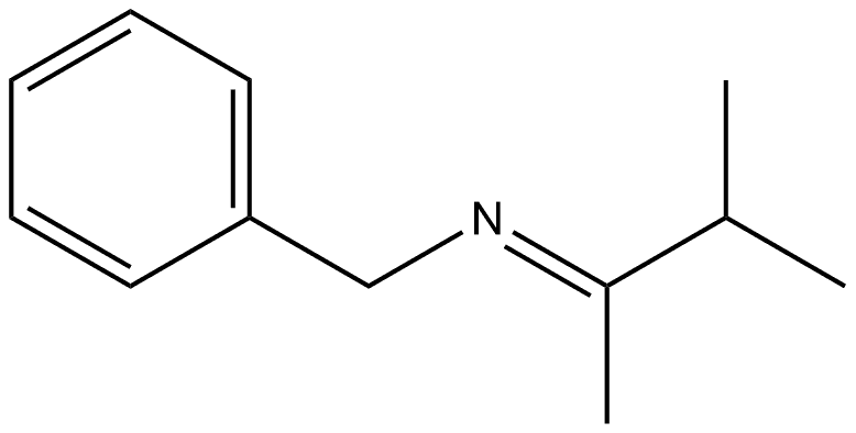 Benzenemethanamine, N-(1,2-dimethylpropylidene)-, [N(E)]- Structure