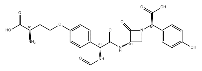 (αR,3S)-3-[[(R)-[4-[(R)-3-Amino-3-carboxypropoxy]phenyl](formylamino)acetyl]amino]-α-(4-hydroxyphenyl)-2-oxo-1-azetidineacetic acid 구조식 이미지