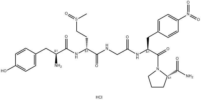 L-Prolinamide, L-tyrosyl-4-(methylsulfinyl)-D-2-aminobutanoylglycyl-4-nitro-L-phenylalanyl-, monohydrochloride (9CI) Structure