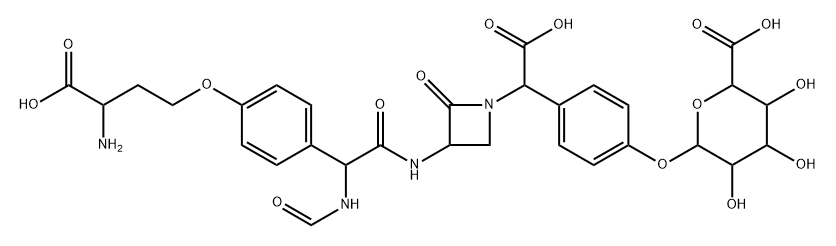 (3S,αR)-3-[[(R)-[4-[(R)-3-Amino-3-carboxypropoxy]phenyl](formylamino)acetyl]amino]-α-[4-[(β-D-glucopyranuronosyl)oxy]phenyl]-2-oxo-1-azetidineacetic acid Structure