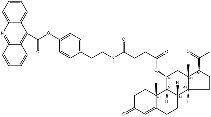 11-progesteryl-2-succinoyltyramine-4-(10-methyl)acridinium-9-carboxylate Structure