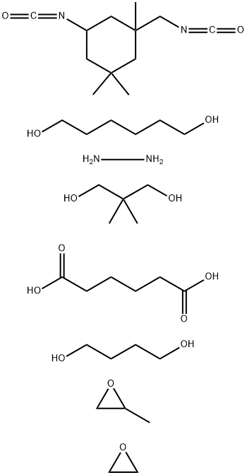 Hexanedioic acid, polymer with 1,4-butanediol, 2,2-dimethyl-1,3-propanediol, 1,6-hexanediol, hydrazine, 5-isocyanato-1-(isocyanatomethyl)-1,3,3-trimethylcyclohexane, methyloxirane and oxirane Structure