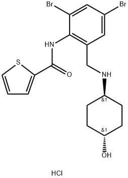 2-Thiophenecarboxamide, N-[2,4-dibromo-6-[[(trans-4-hydroxycyclohexyl)amino]methyl]phenyl]-, monohydrochloride (9CI) Structure