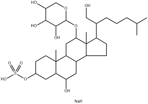 6β,21-Dihydroxy-3α-(sodiosulfooxy)-5α-cholestan-12β-yl β-D-xylopyranoside Structure