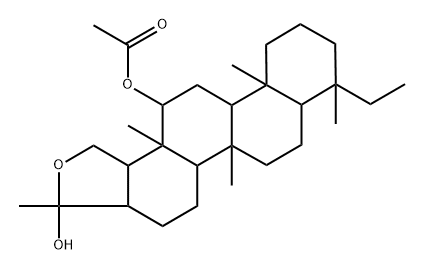 4β-Ethyl-2',5',17β,17aα-tetrahydro-2',4,8-trimethyl-D-homo-5α-androstano[17,17a-c]furan-2',12α-diol 12-acetate 구조식 이미지
