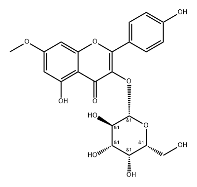 4H-1-Benzopyran-4-one, 3-(β-D-galactopyranosyloxy)-5-hydroxy-2-(4-hydroxyphenyl)-7-methoxy- 구조식 이미지