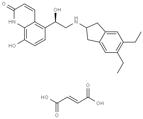 (R)-5-(2-((5,6-Diethyl-2,3-dihydro-1H-inden-2-yl)amino)-1-hydroxyethyl)-8-hydroxyquinolin-2(1H)-one fumarate Structure