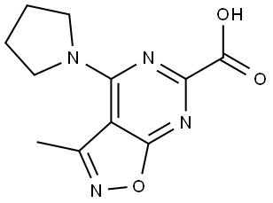 Isoxazolo[5,4-d]pyrimidine-6-carboxylic acid, 3-methyl-4-(1-pyrrolidinyl)- Structure