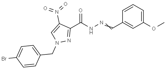 1-(4-BROMOBENZYL)-N'-(3-METHOXYBENZYLIDENE)-4-NITRO-1H-PYRAZOLE-3-CARBOHYDRAZIDE Structure