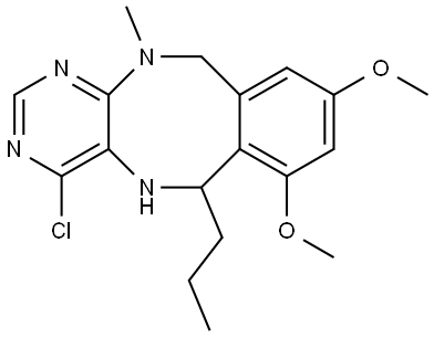 Pyrimido[4,5-c][2,5]benzodiazocine, 4-chloro-5,6,11,12-tetrahydro-7,9-dimethoxy-12-methyl-6-propyl- Structure