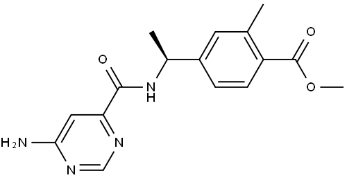 methyl (S)-4-(1-(6-aminopyrimidine-4-carboxamido)ethyl)-2-methylbenzoate Structure