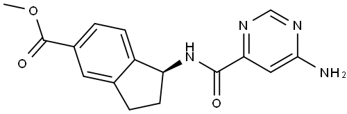 methyl (S)-1-(6-aminopyrimidine-4-carboxamido)-2,3-dihydro-1H-indene-5-carboxylate Structure