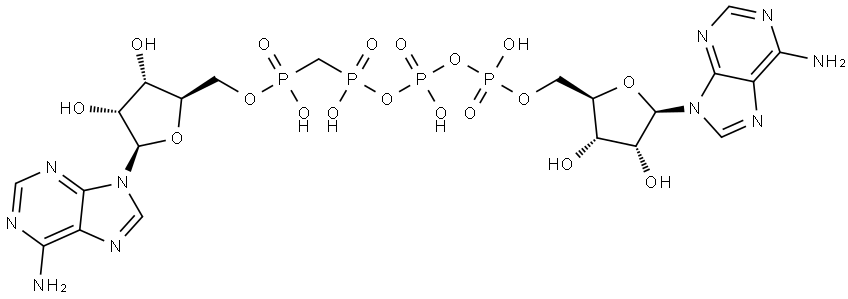 Adenosine 5'-(trihydrogen diphosphate), P'→P'-anhydride with adenosine 5'-[hydrogen P-(phosphonomethyl)phosphonate] Structure