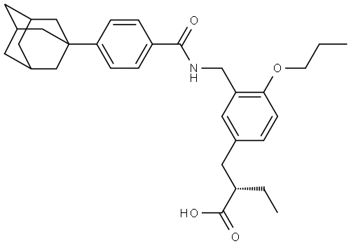 Benzenepropanoic acid, α-ethyl-4-propoxy-3-[[(4-tricyclo[3.3.1.13,7]dec-1-ylbenzoyl)amino]methyl]-, (αS)- 구조식 이미지