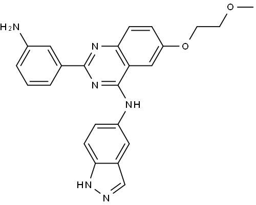 2-(3-aminophenyl)-N-(1H-indazol-5-yl)-6-(2-methoxyethoxy)quinazolin-4-amine Structure