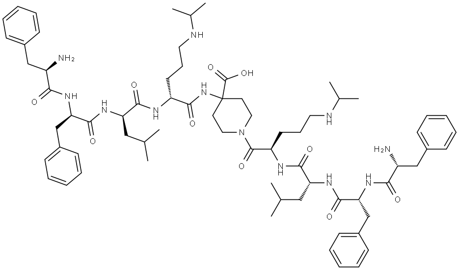 4-Piperidinecarboxylic acid, N1,N4-bis[D-phenylalanyl-D-phenylalanyl-D-leucyl-N5-(1-methylethyl)-D-ornithyl]-4-amino- Structure