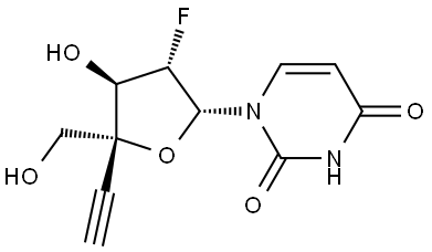 1-(2-Deoxy-4-C-ethynyl-2-fluoro-β-D-arabinofuranosyl)-2,4(1H,3H)-pyrimidinedione Structure