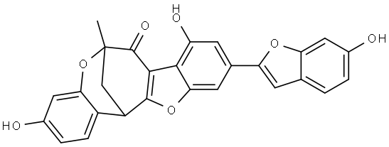 6,13-Methano-6H-benzofuro[3,2-d][1]benzoxocin-7(13H)-one, 3,8-dihydro-10-(6-hydroxy-2-benzofuranyl)-6-methyl-, (6α,13α)- (9CI) Structure