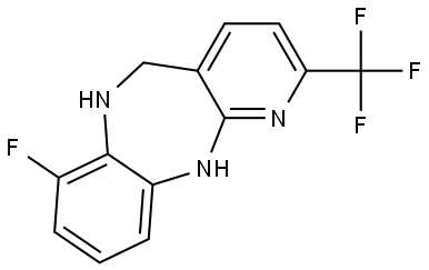 5H-Pyrido[2,3-b][1,5]benzodiazepine, 7-fluoro-6,11-dihydro-2-(trifluoromethyl)- Structure