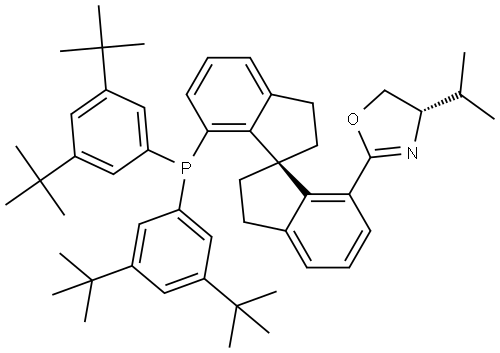 Oxazole, 2-[(1S)-7′-[bis[3,5-bis(1,1-dimethylethyl)phenyl]phosphino]-2,2′,3,3′-tetrahydro-1,1′-spirobi[1H-inden]-7-yl]-4,5-dihydro-4-(1-methylethyl)-, (4S)- Structure