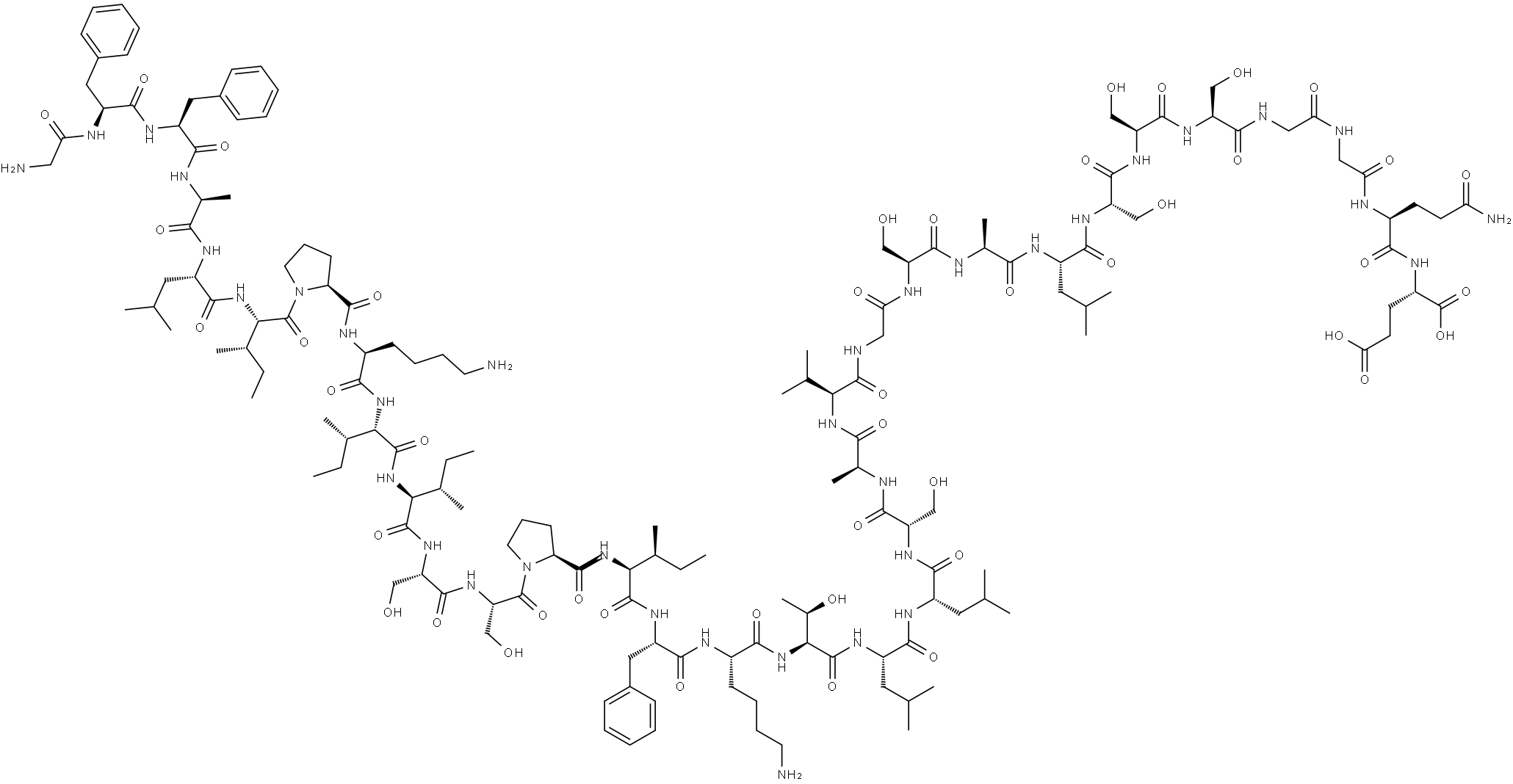 L-Glutamic acid, glycyl-L-phenylalanyl-L-phenylalanyl-L-alanyl-L-leucyl-L-isoleucyl-L-prolyl-L-lysyl-L-isoleucyl-L-isoleucyl-L-seryl-L-seryl-L-prolyl-L-isoleucyl-L-phenylalanyl-L-lysyl-L-threonyl-L-leucyl-L-leucyl-L-seryl-L-alanyl-L-valylglycyl-L-seryl-L-alanyl-L-leucyl-L-seryl-L-seryl-L-serylglycylglycyl-L-glutaminyl- Structure