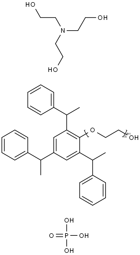 Ethanol, 2,2,2-nitrilotris-, compd. with .alpha.-2,4,6-tris(1-phenylethyl)phenyl-.omega.-hydroxypoly(oxy-1,2-ethanediyl) phosphate Structure