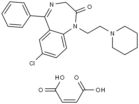 but-2-enedioic acid: 9-chloro-6-phenyl-2-[2-(1-piperidyl)ethyl]-2,5-di azabicyclo[5.4.0]undeca-5,8,10,12-tetraen-3-one Structure