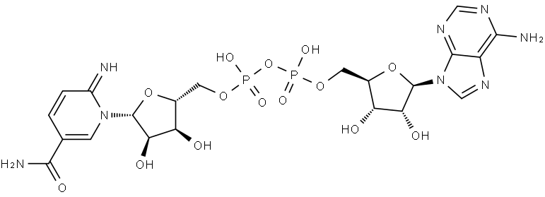 Adenosine 5'-(trihydrogen diphosphate), P'→5'-ester with 1,6-dihydro-6-imino-1-β-D-ribofuranosyl-3-pyridinecarboxamide (9CI) Structure