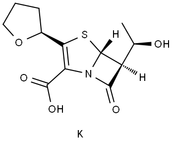 (5R,6S)-6-((R)-1-hydroxyethyl)-7-oxo-3-((S)-tetrahydrofuran-2-yl)-4-thia-1-azabicyclo[3.2.0]hept-2-ene-2-carboxylic acid, potassium salt Structure