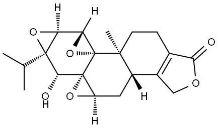 Trisoxireno[4b,5:6,7:8a,9]phenanthro[1,2-c]furan-1(3H)-one, 3b,4,4a,6,6a,7a,7b,8b,9,10-decahydro-6-hydroxy-8b-methyl-6a-(1-methylethyl)-, (3bS,4aR,5aS,6R,6aR,7aS,7bR,8aS,8bS)- Structure