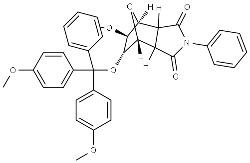 (4R,5R,6S,7S)-5-(bis(4-methoxyphenyl)(phenyl)methoxy)-6-hydroxy-2-phenylhexahydro-1H-4,7-epoxyisoindole-1,3(2H)-dione Structure