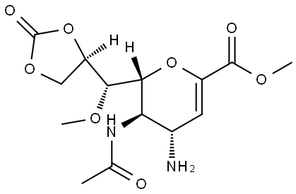 D-glycero-D-galacto-Non-2-enonic acid, 5-(acetylamino)-4-amino-2,6-anhydro-3,4,5-trideoxy-7-O-methyl-, methyl ester, cyclic 8,9-carbonate Structure