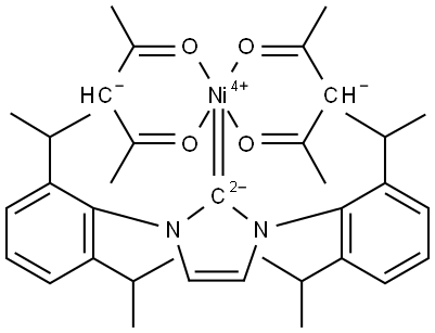 Nickel,[1,3-bis[2,6-bis(1-methylethyl)phenyl]-1,3-dihydro-2H-imidazol-2-ylidene]bis(2,4-pentanedionato-κO2,κO4)-, (SP-5-21)- (ACI) Structure