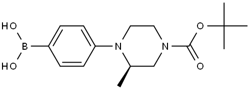 1-Piperazinecarboxylic acid, 4-(4-boronophenyl)-3-methyl-, 1-(1,1-dimethylethyl) ester, (3R)- Structure