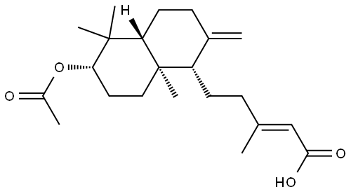 2-Pentenoic acid, 5-[(1S,4aR,6S,8aR)-6-(acetyloxy)decahydro-5,5,8a-trimethyl-2-methylene-1-naphthalenyl]-3-methyl-, (2E)- 구조식 이미지