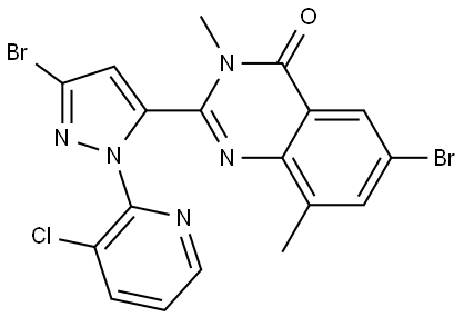 4(3H)-Quinazolinone, 6-bromo-2-[3-bromo-1-(3-chloro-2-pyridinyl)-1H-pyrazol-5-yl]-3,8-dimethyl- Structure