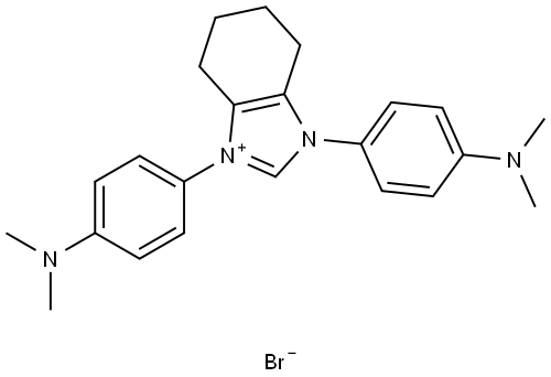 1H-Benzimidazolium, 1,3-bis[4-(dimethylamino)phenyl]-4,5,6,7-tetrahydro-, bromid… Structure