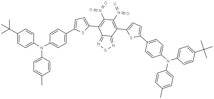 Benzenamine, 4,4′-[(5,6-dinitro-2,1,3-benzothiadiazole-4,7-diyl)di-5,2-thiophenediyl]bis[N-[4-(1,1-dimethylethyl)phenyl]-N-(4-methylphenyl)- Structure