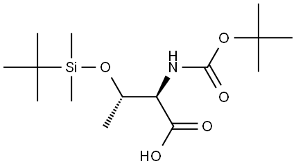 N-(tert-butoxycarbonyl)-O-(tert-butyldimethylsilyl)-D-threonine Structure