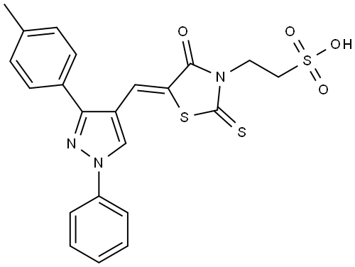 3-Thiazolidineethanesulfonic acid, 5-[[3-(4-methylphenyl)-1-phenyl-1H-pyrazol-4-yl]methylene]-4-oxo-2-thioxo-, (5Z)- Structure